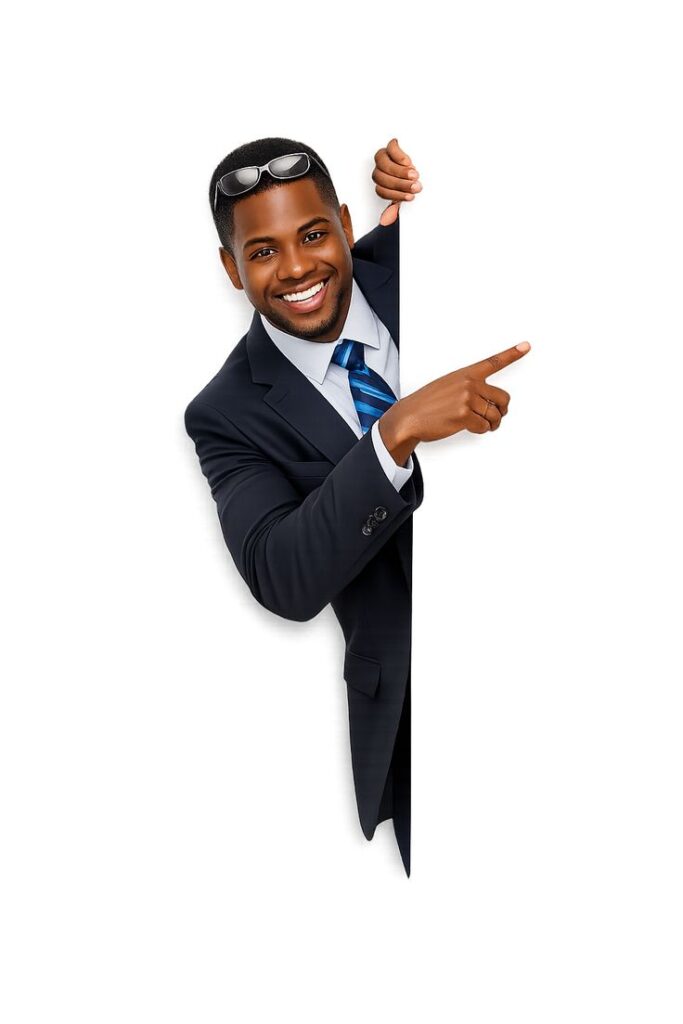 professional man pointing to copy space